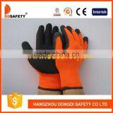 DDsafety 2017 Fluorescence Acrylic Gloves With Napping Liner Cotton Gloves Coated Black Latex thumbnail-1