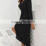 Evening Dress Long Sleeve Polka Dot Ruffle Wrap Women Maxi Dress Vestidos Beach Long Dress thumbnail-6