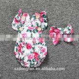High Quality Summer Baby Girl Romper 100% Cotton Floral Printing Vintage Bubble Romper thumbnail-2