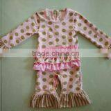 Boutique Cheap Polka Dots Ruffle Petti Rompers For Children 100% Cotton Casual Baby Romper thumbnail-1