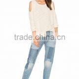 Hot Selling Open Shoulder Lace Applique Woman Sweater Wholesale Woman Blouse Design Sweater 2017 thumbnail-5