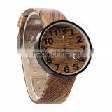 Handmade Personized Dark Brown Leather Wooden Watch ,Engraved Bamboo Wooden Watch For Men thumbnail-1