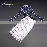 Blue Color Heart Shape Print Two Piece Over Knee Dress Set thumbnail-1