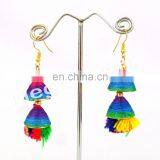 Silk Thread Drop Dangle Earrings-Multi Colored Designer Pom Pom Earrings for Stylish & Beautiful Girls Fashion Wear Boho Earring thumbnail-3