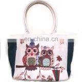 Cotton Canvas Fabric Owl Design Shopping Tote Bags thumbnail-3
