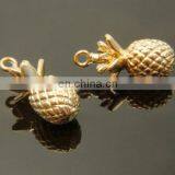 Hot Sale Cheaper Zinc Alloy 3D Ananas Charms Gold Plating Pineapple Charm 16.6x8.4mm