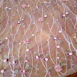 Cheap Pink Net Embroidered Handmade Beaded Fabric Lace thumbnail-1