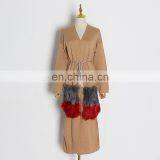 Patchwork Fur Pocket Women's Knitted Coat Autumn New thumbnail-1