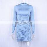 Women Turtleneck Long Sleeve Sexy Party Stacked Dresses Elastic Mini Vintage Summer Bodycon Club Wear Dress thumbnail-5