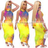 2020 New Arrivals Women Tie Dye Casual Dresses Ladies Bodycon Long Dresses Women Sleeveless Summer Dresses thumbnail-3