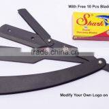 New Barber Salon Straight Razor - Metal Stainless Steel Razor - Barber Razor Black (With Free Blades) thumbnail-1