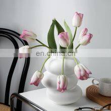 Custom Nordic Boho Vase Creative Irregular Home Decor Flower Ornaments White Porcelain Ceramic Vase Pot For Gift Set Ceramic thumbnail-4