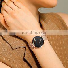 SHENGKE SK Rose Gold Stainless Steel Mesh Band Black Dial Watch For Ladies Quartz Watches K0106L Hot Seller thumbnail-1