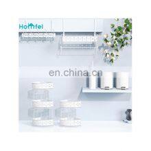 Sakura Blossoms Series White Pink Powder Coating Bathroom 6 Pieces Set Toilet Brush Holder Metal Trash Can Corner Storage Racks