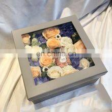 Custom High Quality Luxury Round Hat Velvet Rose Flower Box Tube Gift Paper Cardboard thumbnail-2