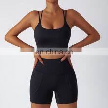 Shorts Set Women Custom High Waist Gym Active Wear Shorts Two Piece Shorts Workout Set Woman Biker Short Set 2023 thumbnail-4