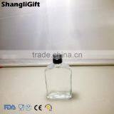 200ml Flat Glass Bottle For Liquor Wine Black Cap thumbnail-4