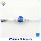 Lovely Synthetic Dark Blue Opal Bead Pendant With 925 Sterling Silver Box Chain Necklace thumbnail-4