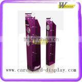 Custom Corrugated Paper Cardboard Floor Hook Cosmetic Display Shelf