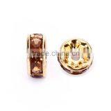 Gold Plated Topaz Color #203 Rhinestone Jewelry Rondelle Spacer Beads Variation Color and Size 4mm/6mm/8mm/10mm thumbnail-2