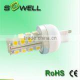 HOT!!! 3W 3528SMD 27pcs 30*70mm 2700-3000K/6500-7000K CE RoHS Glass Cover G9 LED Corn Light Bulbs thumbnail-1