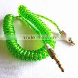 Factory Direct Sale Flexible Dc3.5m to Dc3.5m Spiral Metal Transperant Cable Extend Stereo Audio Aux Cable