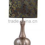 Modern hotel metal table lamp with embroidered shade