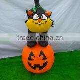 FREE SHIPPING HALLOWEEN BLACK CAT W/PUMPKIN INFLATABLE LIGHTS UP AIRBLOWN TALL thumbnail-3