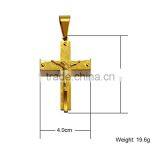Wholesale Fashion Jewelry JCN0331 Gold Stainless Steel Jesus Cross Necklace Pendant thumbnail-3