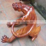 Red tiger statue marble stone hand carved sculpture for home garden hotel restaurant