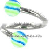 Baby Blue Lime HYPNOTIC Spiral Twister Belly Ring&body Jewelry Navel Ring&SBR Rings thumbnail-1