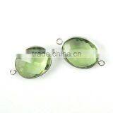 Fashion Silver Green Amethyst Quartz Oval Gemstone Connector thumbnail-1