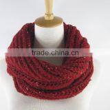 In Stock! 100% Acrylic Knitted Burgundy Neck Warmer With Colored Decorations thumbnail-1