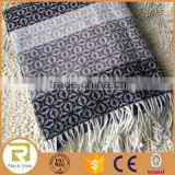 Wholesale 100% Acrylic woven diamond stripes jacquard pashmina fringed shawl scarf