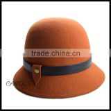 Lady wide brim wool hat orange felt hat ladies bucket floppy hat