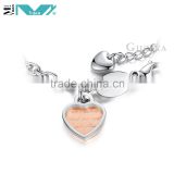 Stainless Steel Engraved Love Words Heart Tag Charm Bracelet