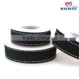 Solid Color Wholesale 7/8 Black Ribbon With White Stitched Grosgrain Ribbon thumbnail-5
