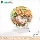 Fashion Style Dia 100mm Round Sunflower Blank 3D Sublimation Pictures of Crystals