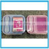 Food Grade Professional Silicone Lunch Box Rectangular Folding Box With Spoon Food Containers Plastic thumbnail-1