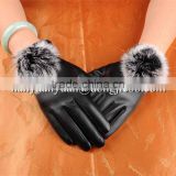 2016Cowplit Protective suede fashion winter fur fingerless leather gloves