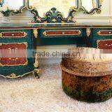 Neo-Classic French Style Peacock Green Bedroom Furniture Wooden Carving Dressing Table/ Antique Palace Dresser Makeup Table thumbnail-4