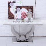 Marble Top Console Table With Contemporary Stainless Steel Base thumbnail-1