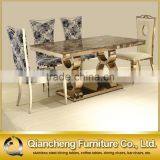 Luxury Rose Gold Marble Dining Table Set Restaurant Furniture thumbnail-6