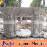 Carving roman lady statue white marble electric fireplaces NTMF-F824A