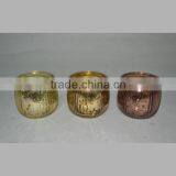 Pumpkin Shaped Sprayed Colored Glass Candle Jars Glass Candle Holders For Home Decoration thumbnail-1