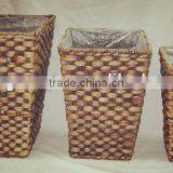 Squre Brown Wash Water-hyacinth Flower Vase/pots thumbnail-1