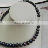 3-4mm Black Freshwater Pearl Necklace With 925 Sterling Silver thumbnail-2