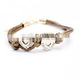 Double Hearts Wax Cord Braided Bracelet Handmade Friendship Bracelet thumbnail-3