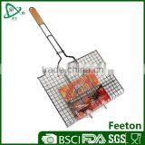 Non-stick Coated Mental Wire Grill Basket for Barbecue With Wooden Handle thumbnail-1