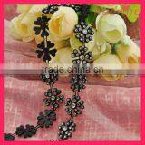 Wedding Rhinestone and Pearl Trim Crystal Rhinestone Chain Trim Pearl Trim WRC-176 thumbnail-1